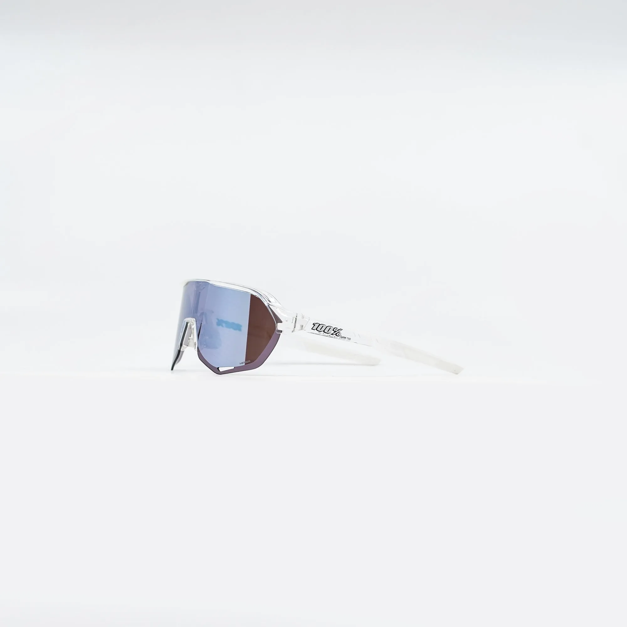 100% S2 Sunglasses - Polished Translucent Clear (HiPER Blue Mirror Lens)