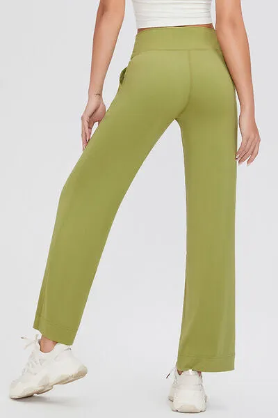 Basic Drawstring High Waist Pants with Pockets