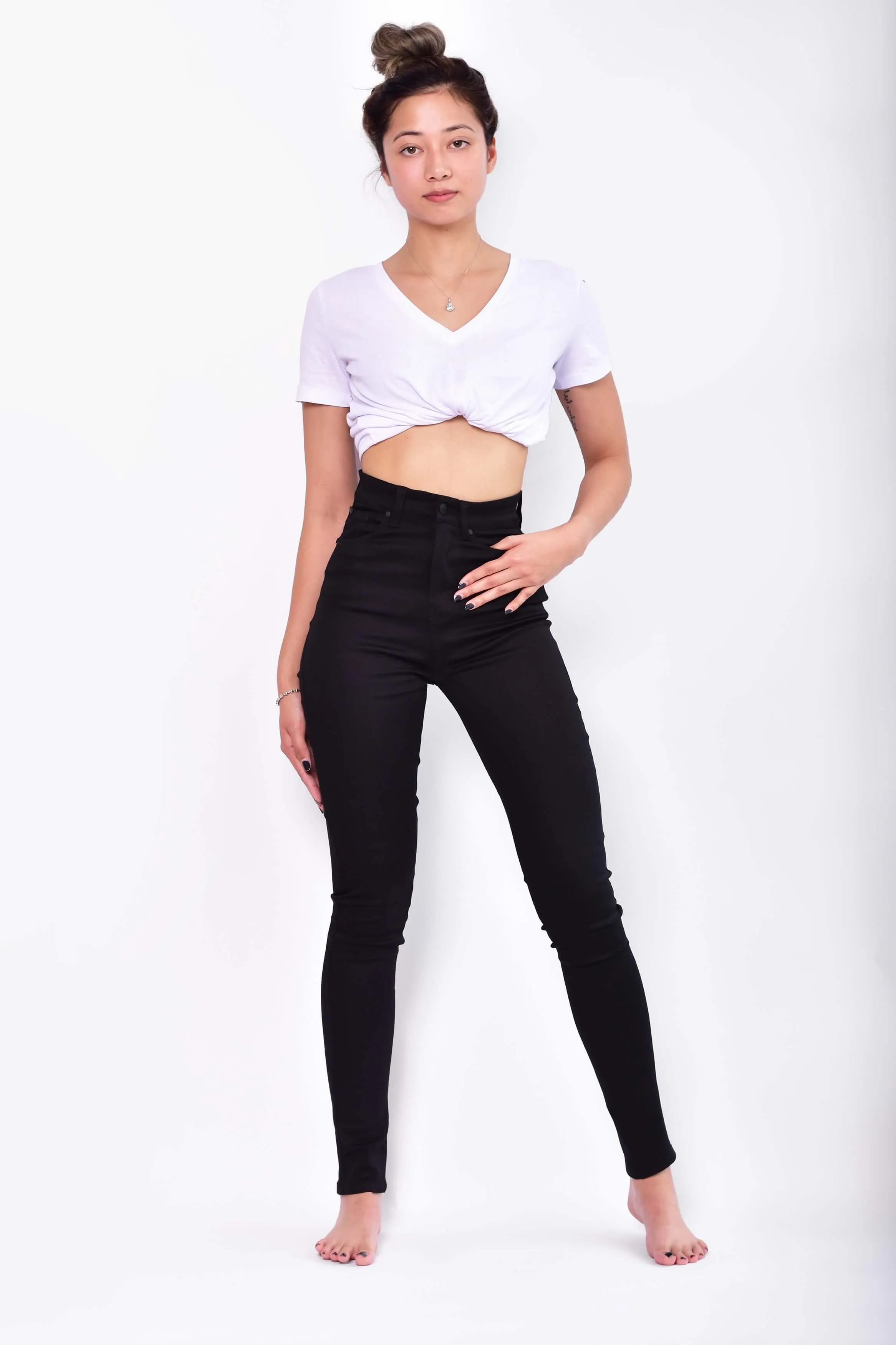 Black Stretch Zip Up Jeans