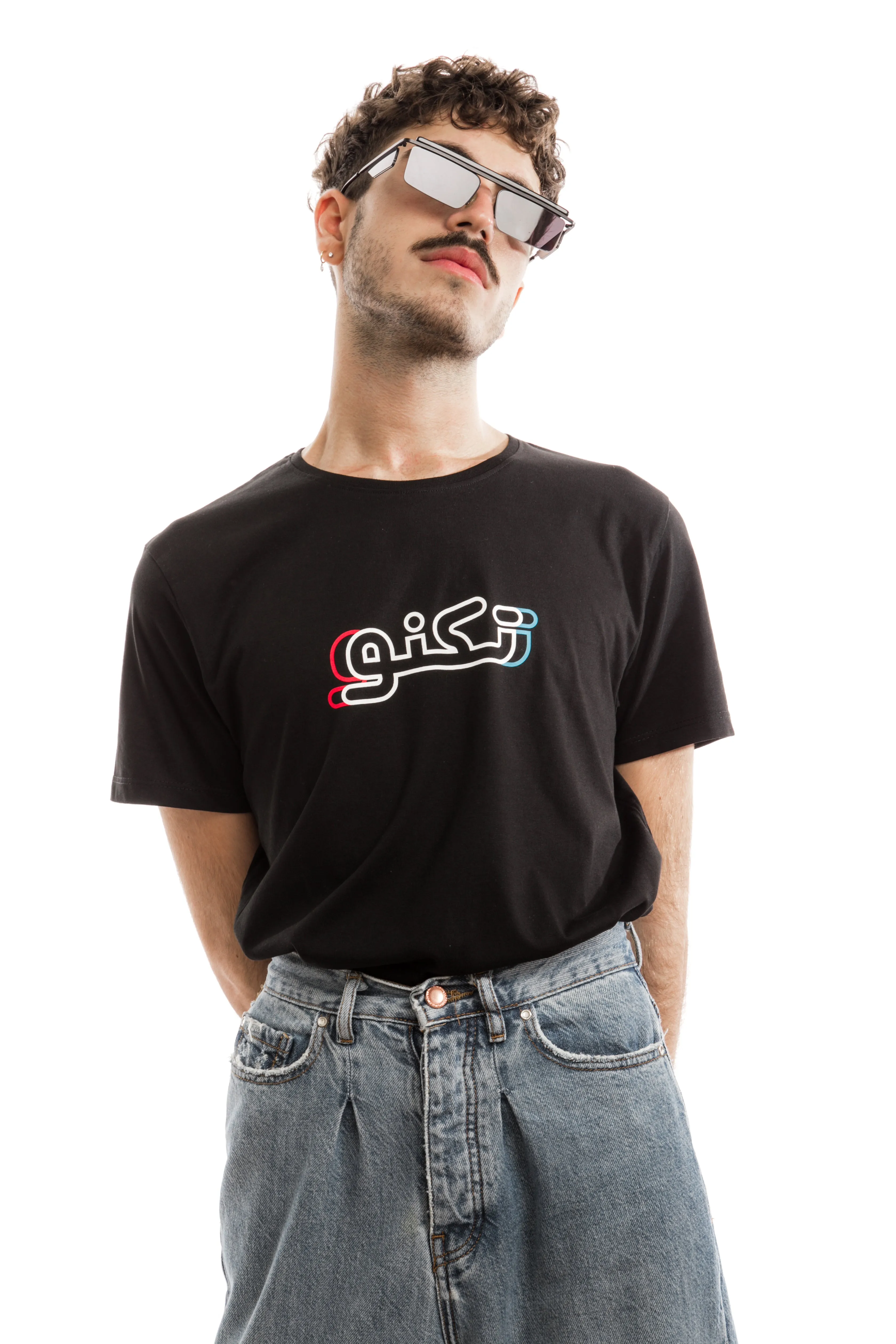 Black T-Shirt Glitch تكنو