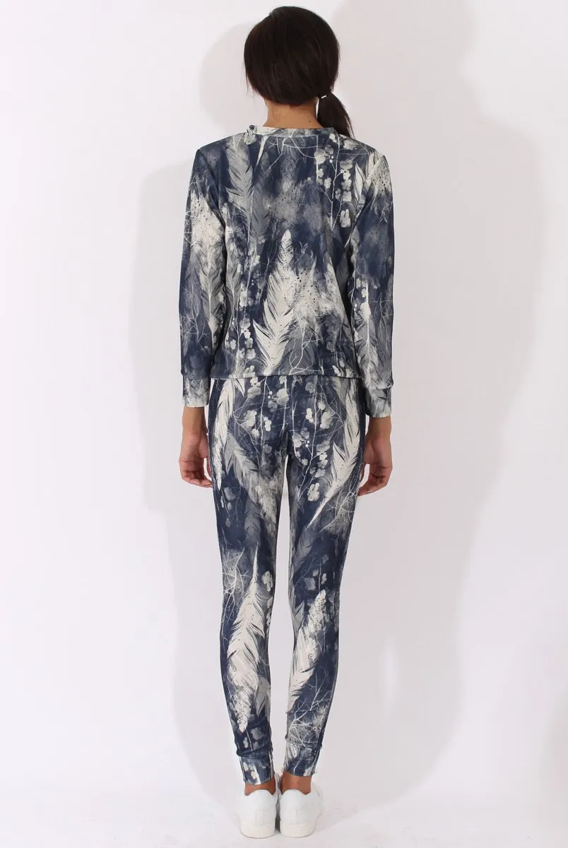 Blue Floral Print Tracksuit - Aries