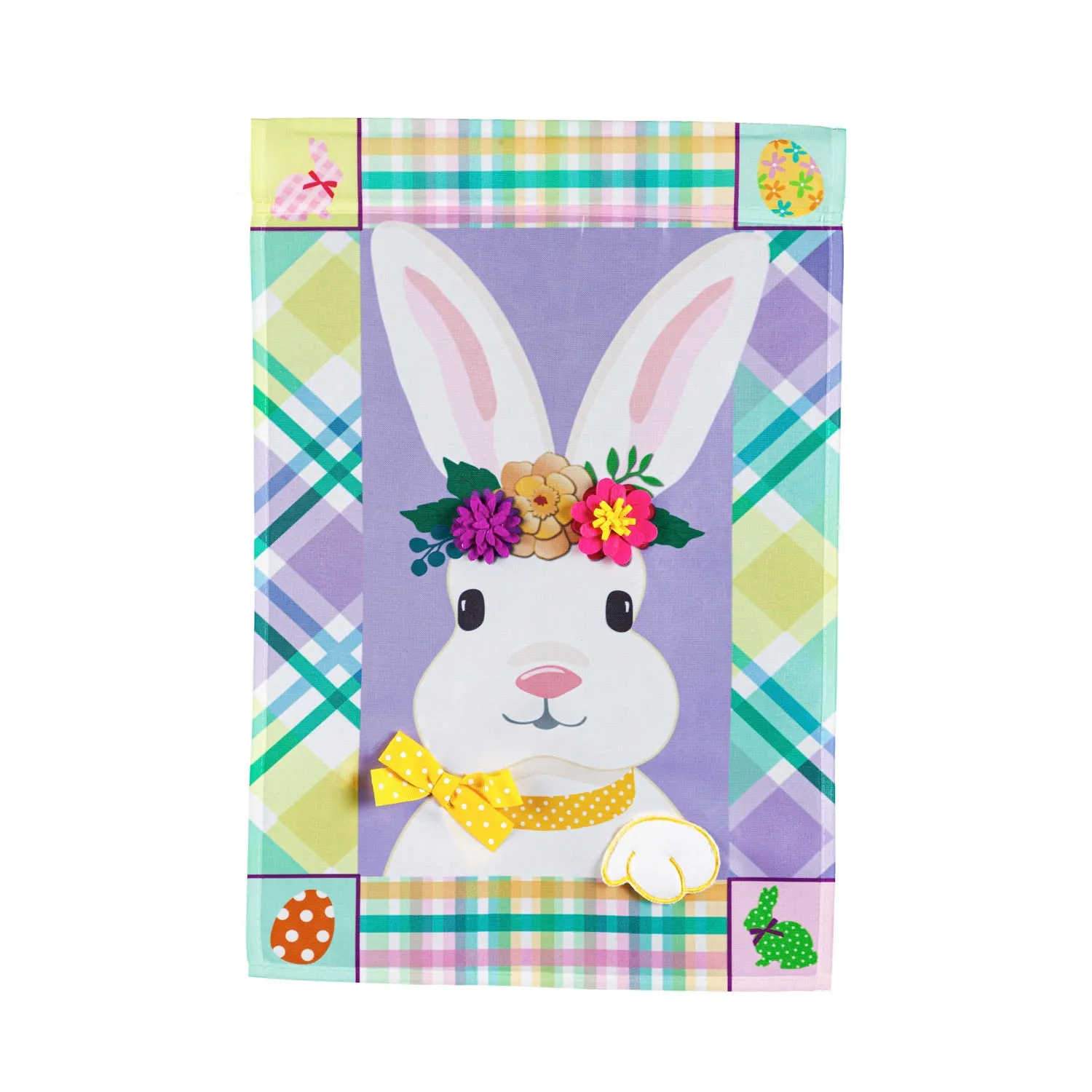 Bunny Patterned Border House Applique Flag,159226sa