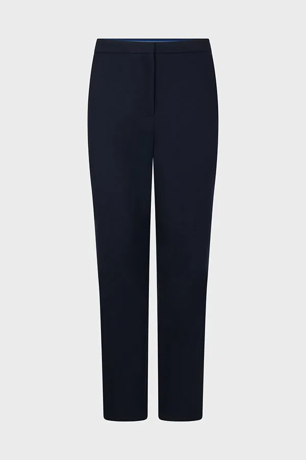 CAUSETTE NAVY PLAIN 7/8 STRAIGHT TROUSERS