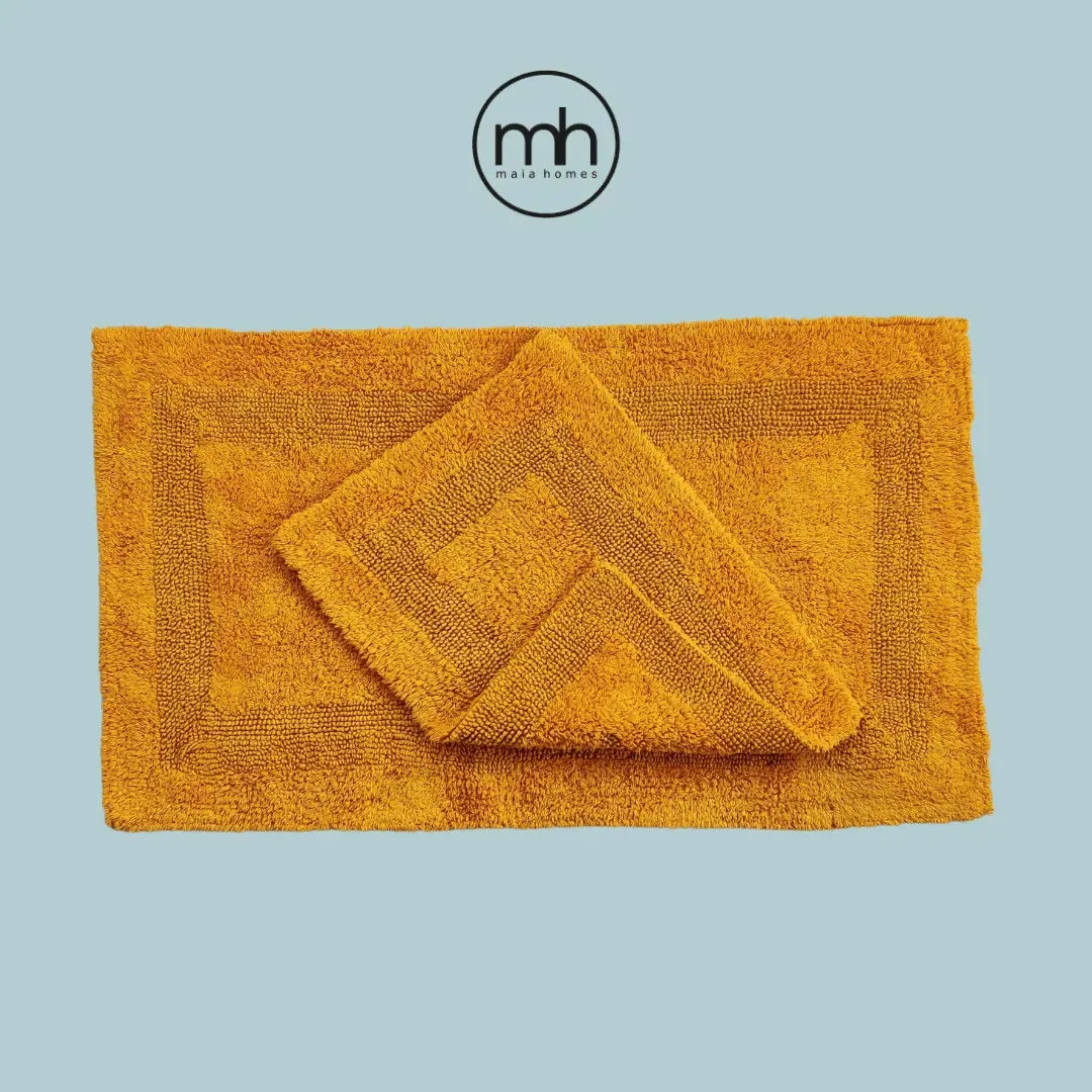 Classic Reversible Cotton Bath Mat Set - Mustard