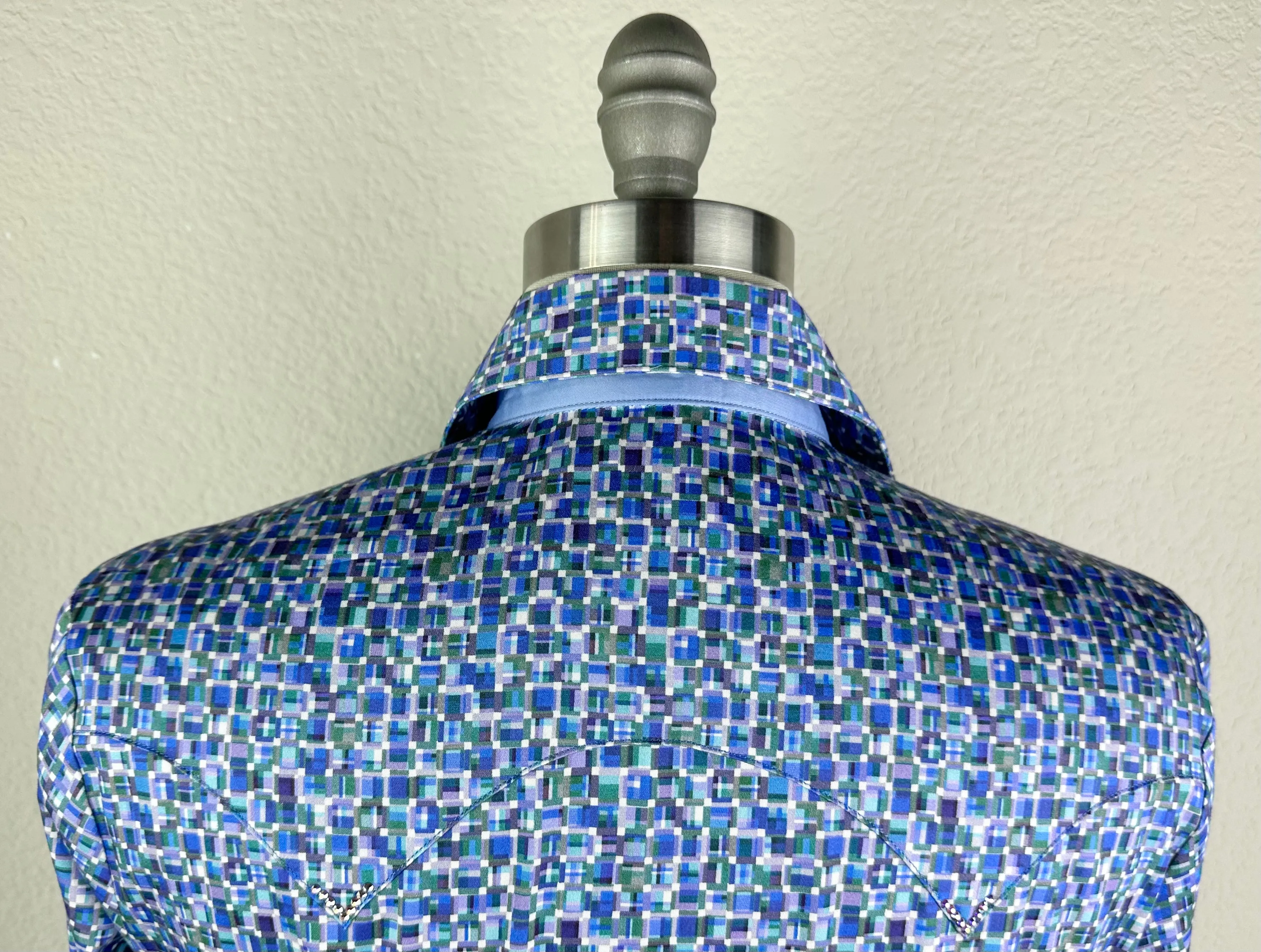 CR Western Pro Lavender and Blue Pixel Stretch Cotton Sateen - FINAL SALE