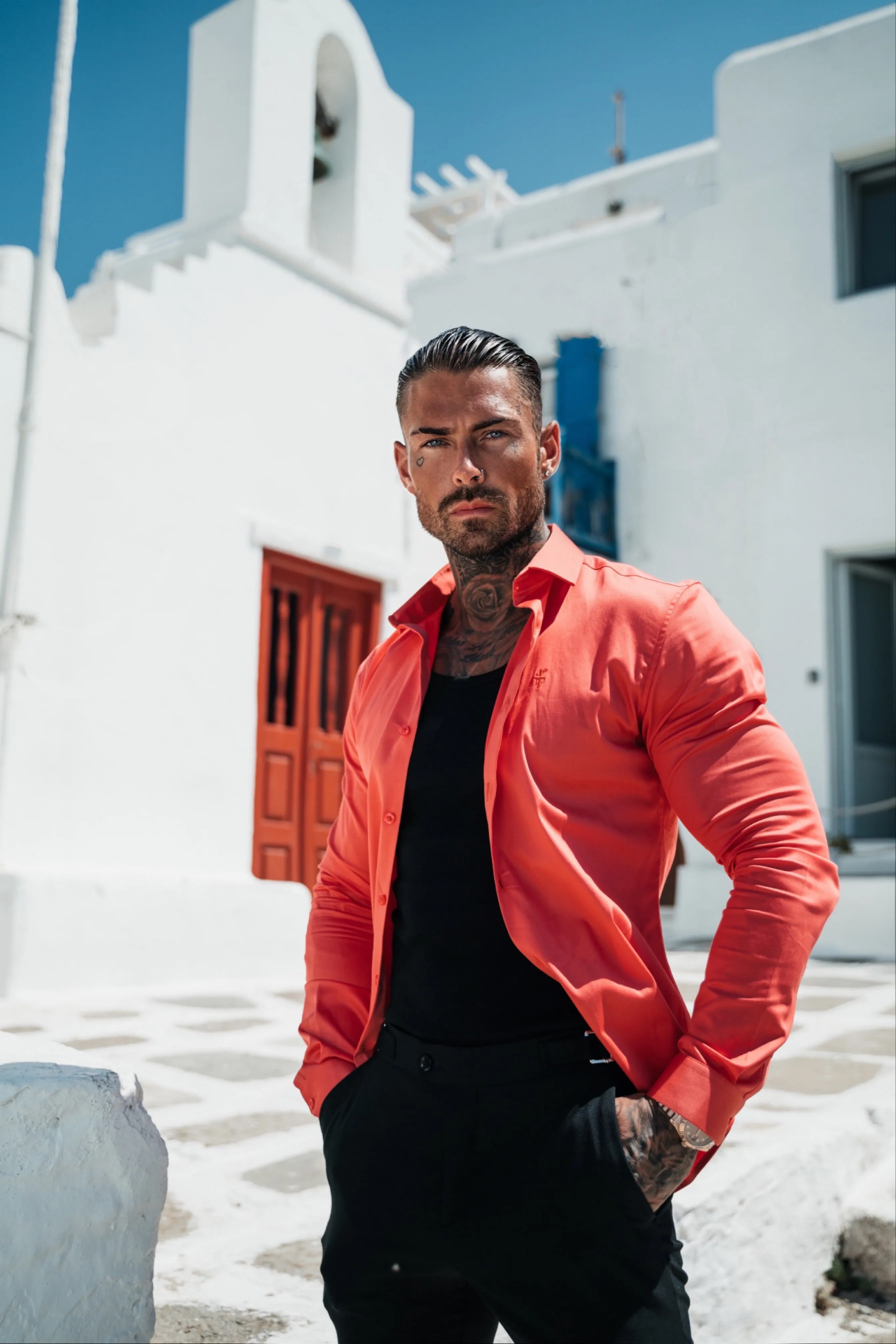 Father Sons Slim Sateen Coral Long Sleeve - FS969