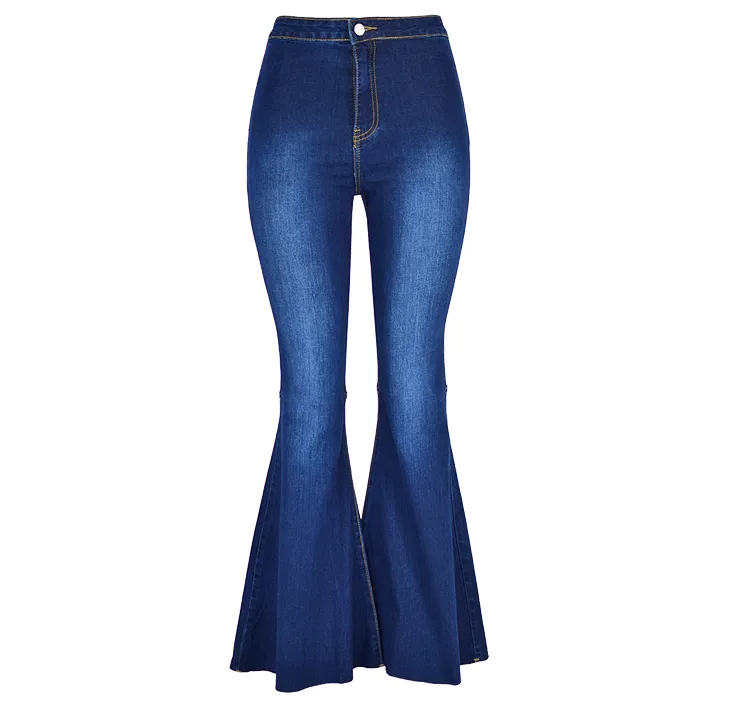 High Waist Stretch Slimming Big Trumpet Denim Trousers