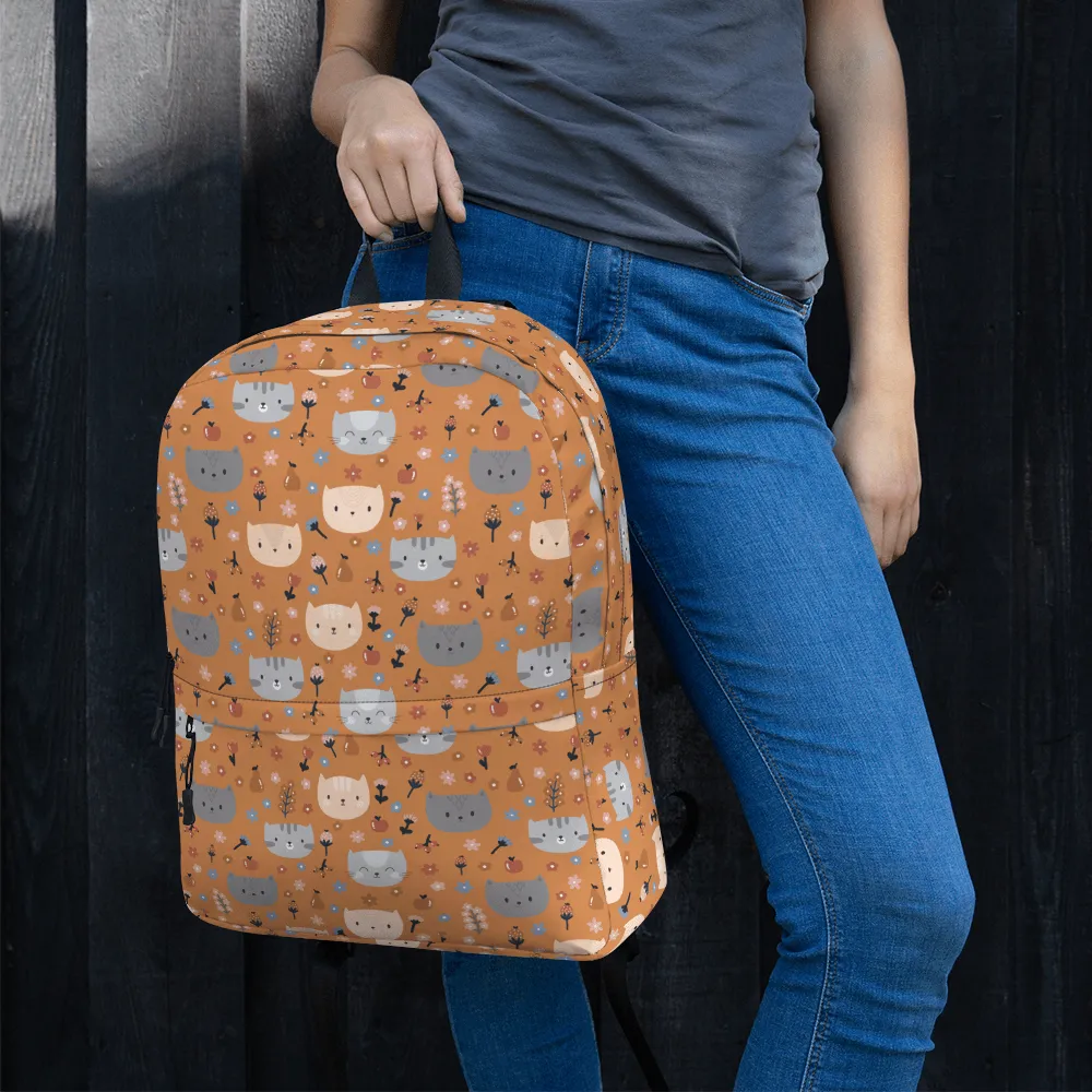 Orange Pet Faces Backpack