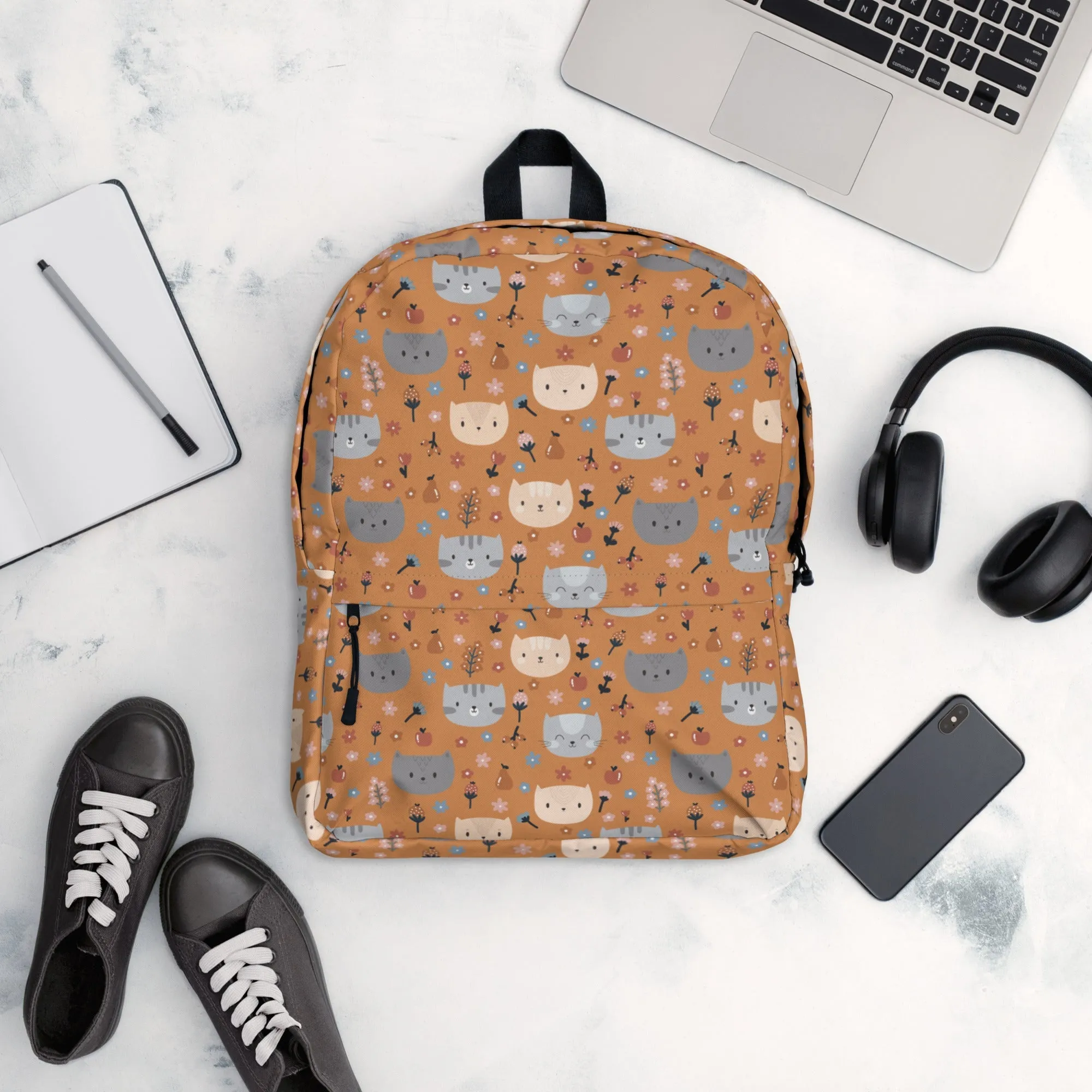 Orange Pet Faces Backpack
