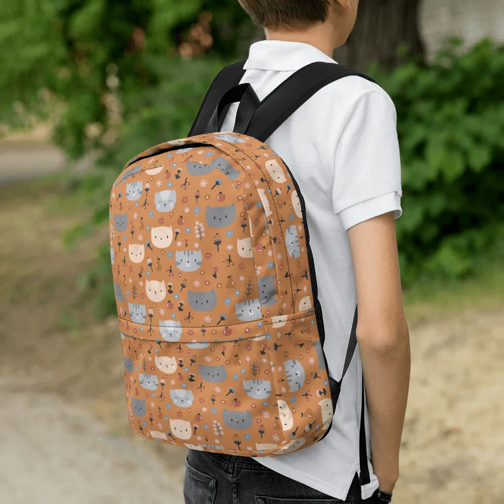 Orange Pet Faces Backpack