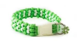 Parrot Green Beaded Dog Collar