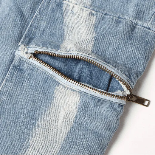 street style casual stripes stitching loose jeans