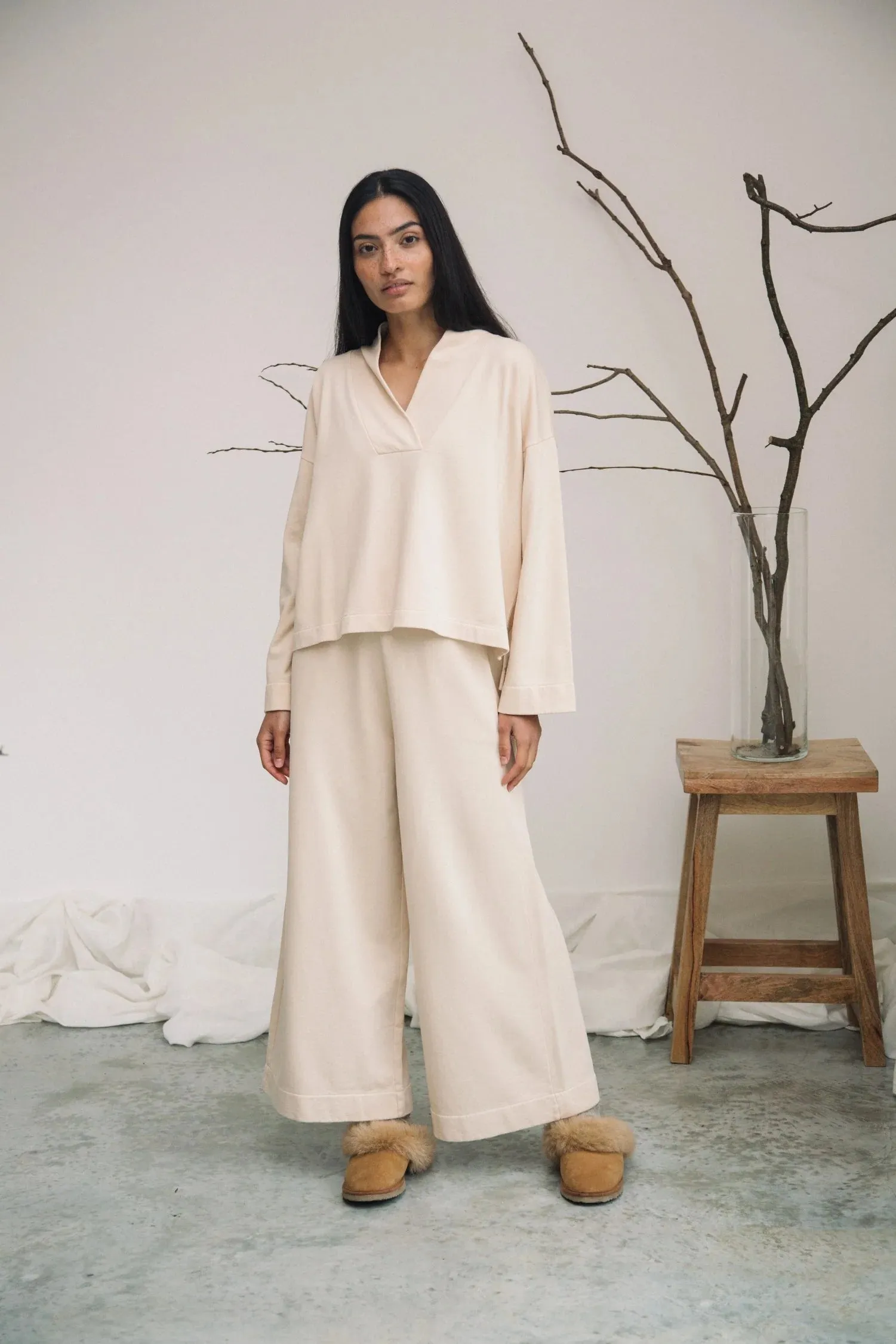 Taya Organic Cotton Felpe Pant in Cream | Beaumont Organic