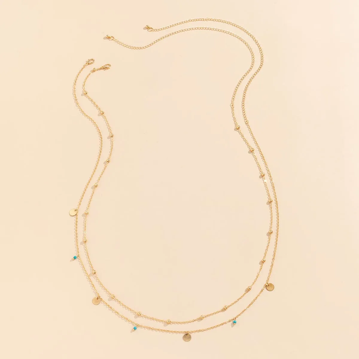 Turquoise & 18K Gold-Plated Sequin Waist Chain Set