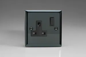 Varilight XI4B 13A Switched Socket Iridium Black Black 1-Gang