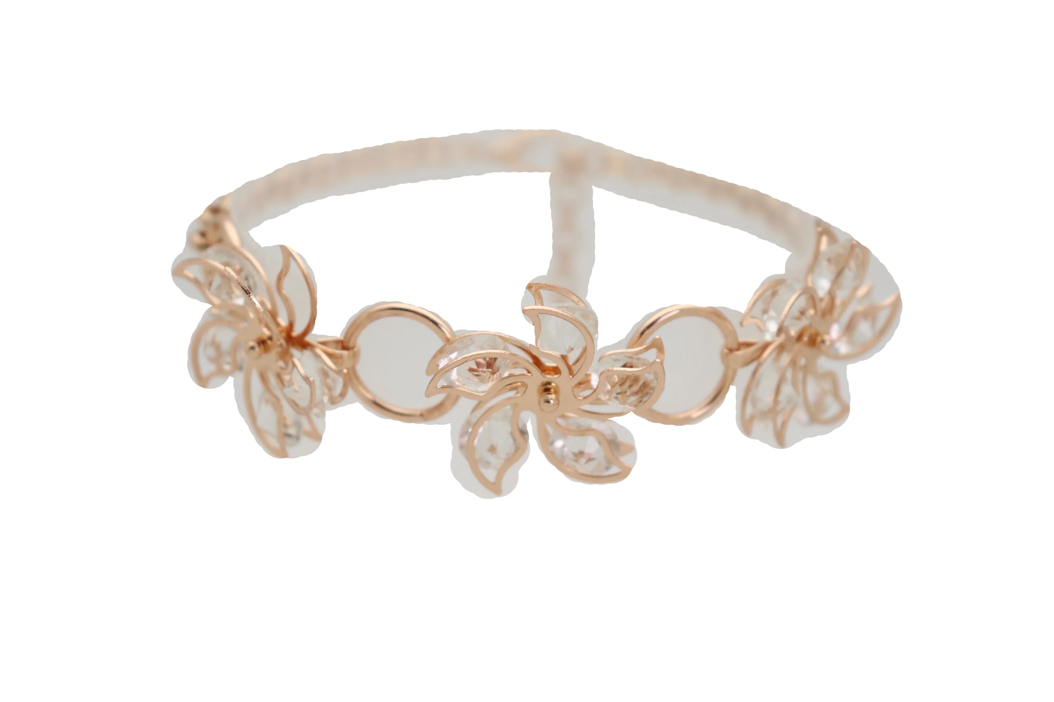 Women Gold Metal Chain Boot Bracelet High Heel Shoe Charm Bling Flower Anklet Elegant Dressy Look