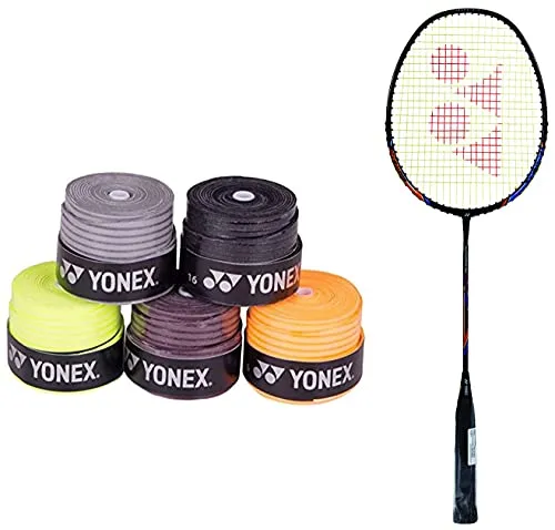 Yonex Etech 903 Pack of 5 Badminton Grips Yonex Nanoray Light 18i Graphite Badminton Racquet with Free Full Cover (77 Grams, 30 lbs Tension)